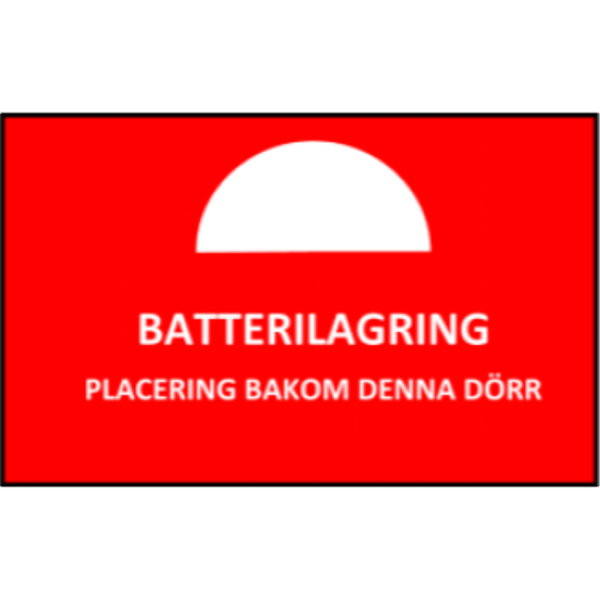 Batterilagring varningsskylt